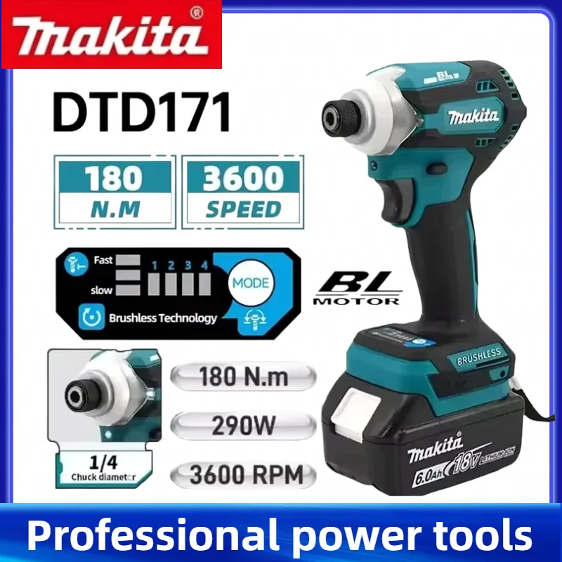 Makita DTD171 Rechargeable 18V Brushless Impact Driver Cordless Electric Screwdriver Professional Handheld Drill Driver
Makita DTD171 Rechargeable 18V Brushless Impact Driver Cordless Electric Screwdriver Professional Handheld Drill Driver