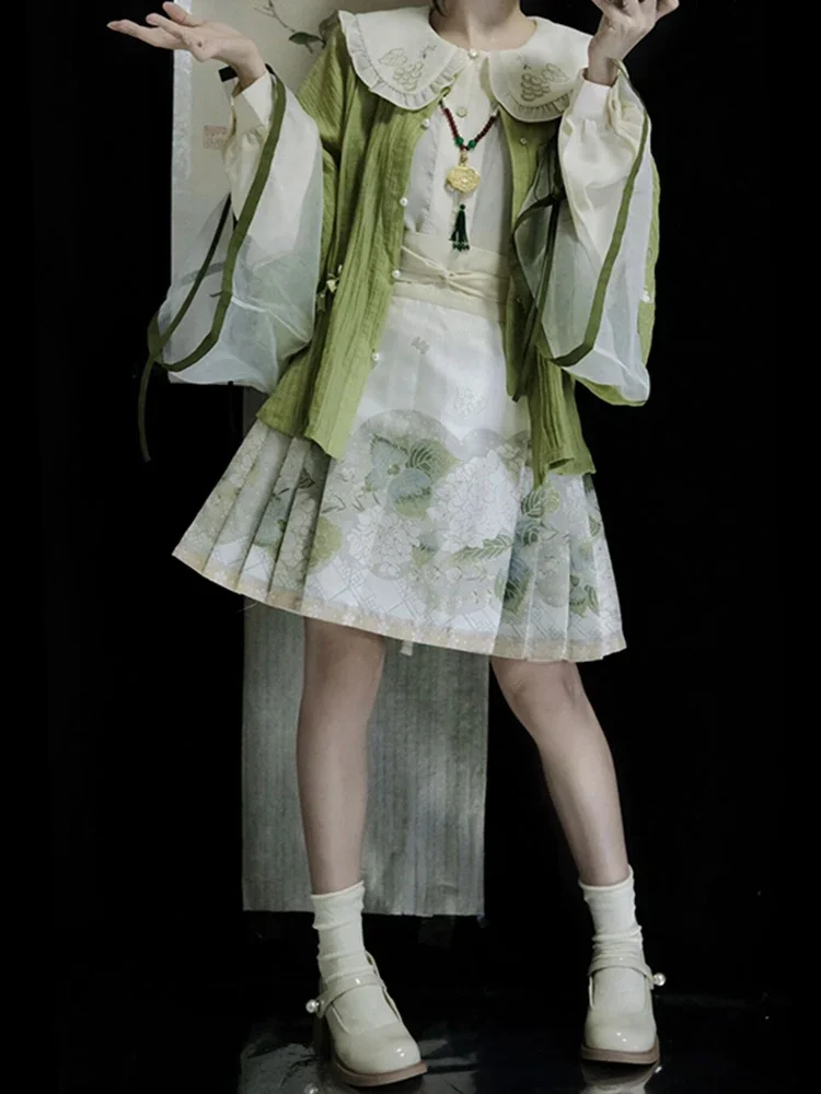 New Han Element Doll Neck Short Sleeve Round Neck Short Horse Face Skirt Daily Women's Hanfu Set
New Han Element Doll Neck Short Sleeve Round Neck Short Horse Face Skirt Daily Women's Hanfu Set