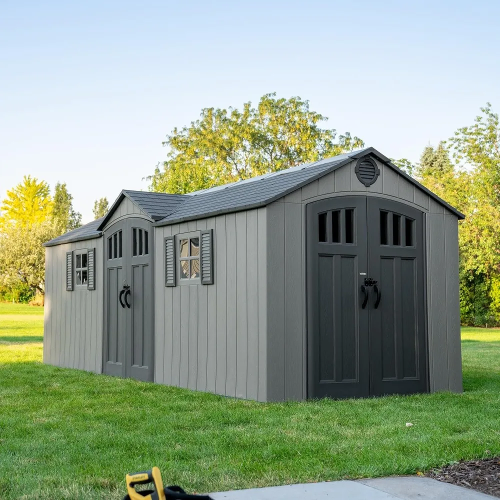 20x8 Ft Outdoor Storage Shed, Gray HDPE Construction, Steel-Reinforced Walls, Dual-Ewntry Design with Lockable Doors
20x8 Ft Outdoor Storage Shed, Gray HDPE Construction, Steel-Reinforced Walls, Dual-Ewntry Design with Lockable Doors