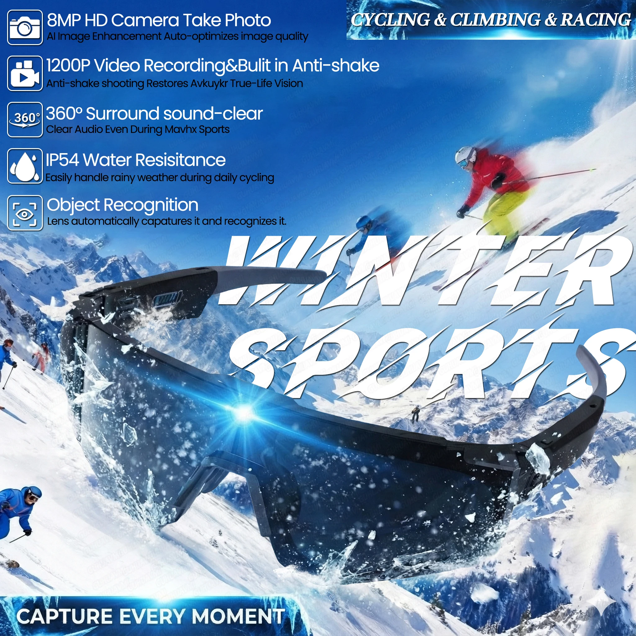 Новые умные очки 4K HD 800 Вт для катания на лыжах, мужские солнцезащитные очки 1200P для записи видео, защита от сотрясений, спортивные солнцезащитные очки для женщин
Новые умные очки 4K HD 800 Вт для катания на лыжах, мужские солнцезащитные очки 1200P для записи видео, защита от сотрясений, спортивные солнцезащитные очки для женщин