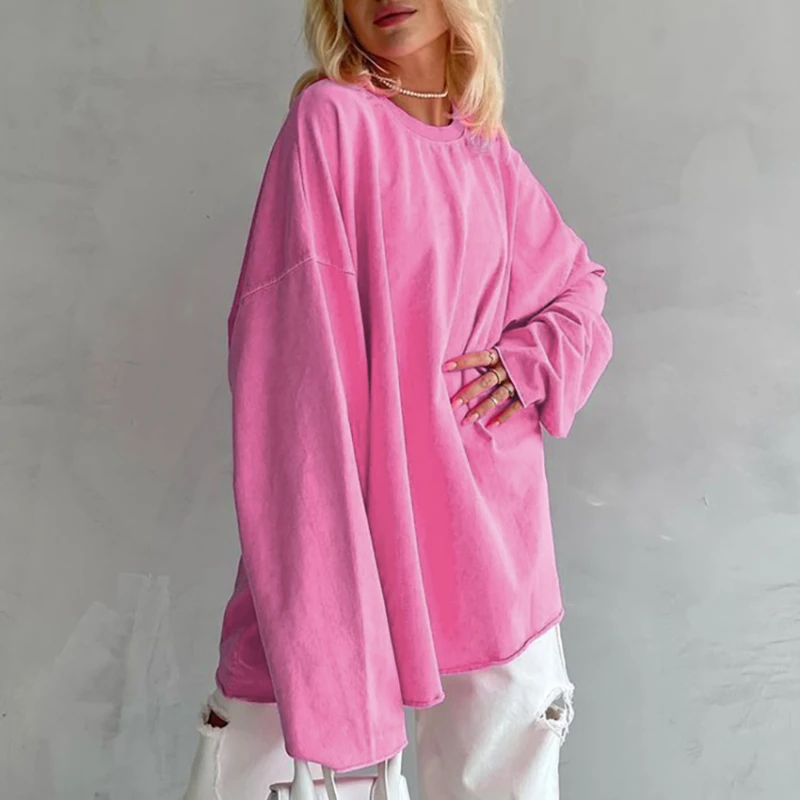Autumn and Winter New Pink Long Sleeve T-shirt for Women, Loose and Versatile, Solid Color Knitted Bottom Shirt, Casual
Autumn and Winter New Pink Long Sleeve T-shirt for Women, Loose and Versatile, Solid Color Knitted Bottom Shirt, Casual