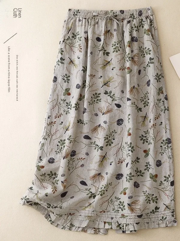 Retro Floral Print Half Skirt with Belt Casual Elastic Waist Women's Summer New Style Accordion Pleat Long Skirt A-Line Skirt
Retro Floral Print Half Skirt with Belt Casual Elastic Waist Women's Summer New Style Accordion Pleat Long Skirt A-Line Skirt