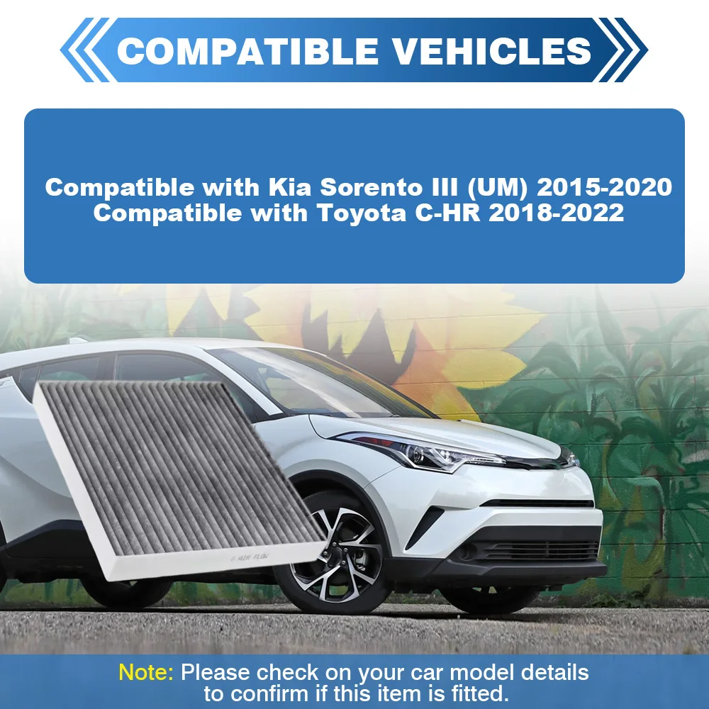 For Toyota C-HR 2018-2022 Kia Sorento III (UM) 2015-2020 Car Cabin Air Filter 97133-C5000 87139-F4010 KC-6119 1987435087
For Toyota C-HR 2018-2022 Kia Sorento III (UM) 2015-2020 Car Cabin Air Filter 97133-C5000 87139-F4010 KC-6119 1987435087