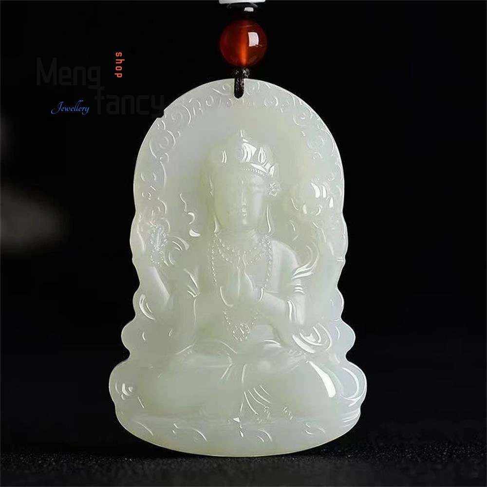 Natural Afghan Greenish White Jade Tara Guanyin Pendant National Style Buddhist Amulets Exquisite Fashion Jewelry Holiday Gifts
Natural Afghan Greenish White Jade Tara Guanyin Pendant National Style Buddhist Amulets Exquisite Fashion Jewelry Holiday Gifts