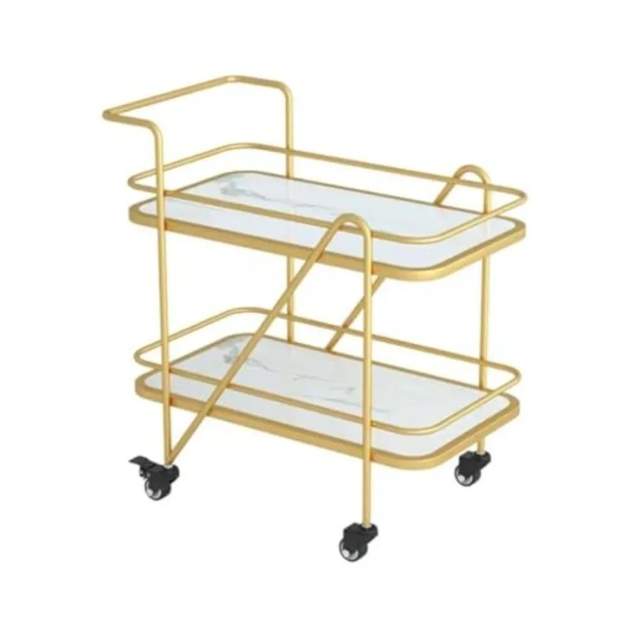 Rolling 2 Tier Metal Storage Cart Trolley for Home and Hotel Kitchen Marble Top Drink Serving Cart with Gold and Black FinishGo
Rolling 2 Tier Metal Storage Cart Trolley for Home and Hotel Kitchen Marble Top Drink Serving Cart with Gold and Black FinishGo