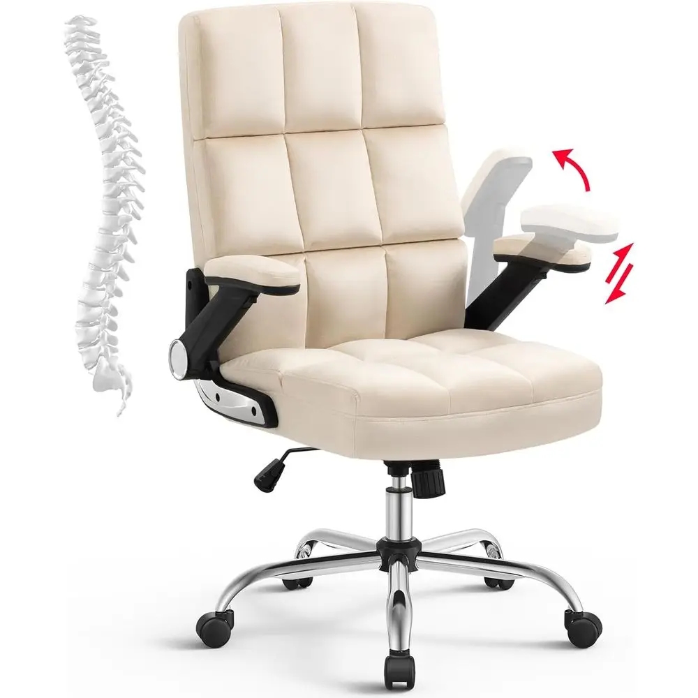 Ergonomic Adjustable Angle Office Chair with Padded Arms and Lumbar Support, Beige
Ergonomic Adjustable Angle Office Chair with Padded Arms and Lumbar Support, Beige