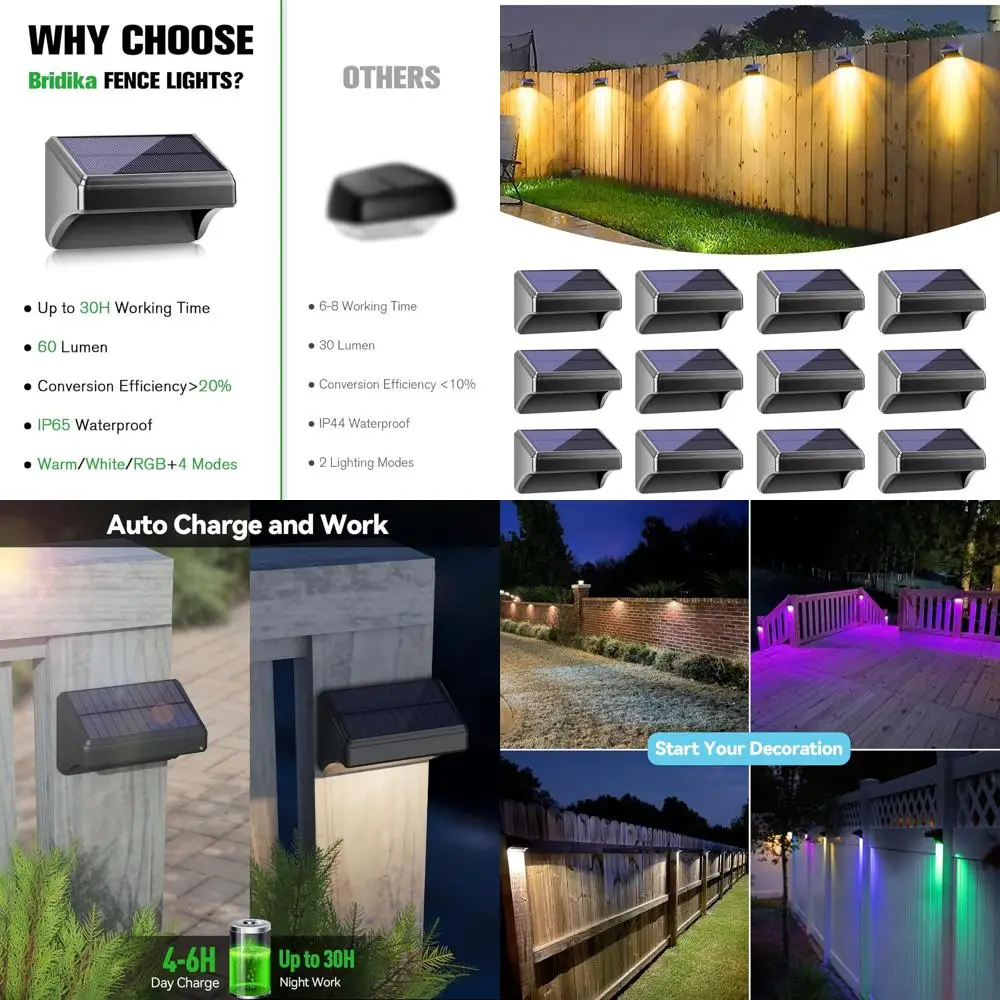 Solar Fence Lights, Fence Lights Fence Solar Lights Outdoor Waterproof Warm White & Color Glow LED Solar Lights for Backyard, Pa
Solar Fence Lights, Fence Lights Fence Solar Lights Outdoor Waterproof Warm White & Color Glow LED Solar Lights for Backyard, Pa