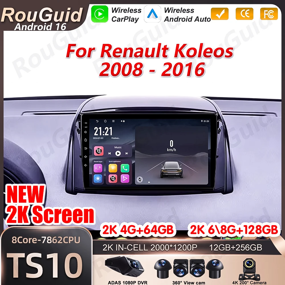Android 16 Carplay For Renault Koleos 2008 2009 2010 - 2016 Car Radio Car Stereo BT 5G Wifi Multimedia Player GPS RSD Wireless
Android 16 Carplay For Renault Koleos 2008 2009 2010 - 2016 Car Radio Car Stereo BT 5G Wifi Multimedia Player GPS RSD Wireless