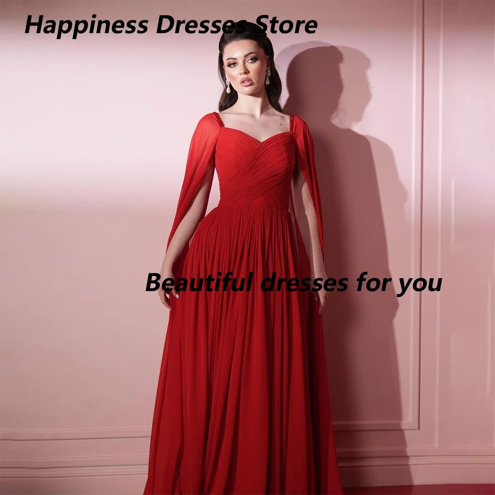 Red Evening Dresses New Arrival Customized Saudi Sweetheart Cap Sleeves Pleat Chiffon Prom Gown Wedding Party Dresses 2025 
Red Evening Dresses New Arrival Customized Saudi Sweetheart Cap Sleeves Pleat Chiffon Prom Gown Wedding Party Dresses 2025