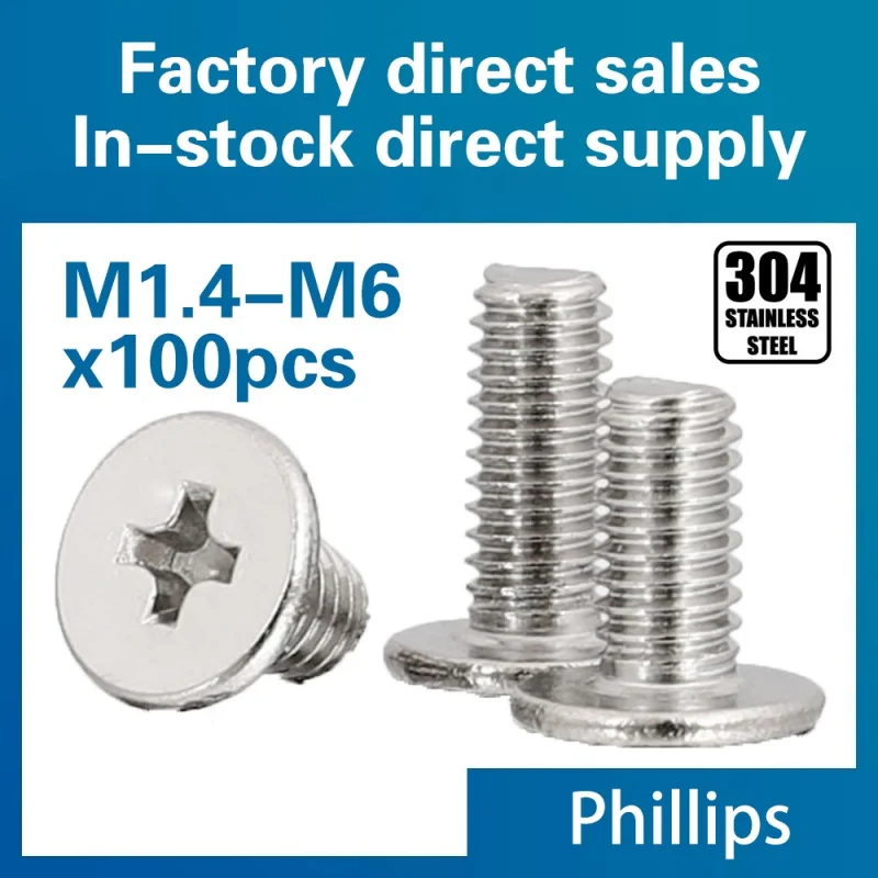 100pcs/lot Cross-type CM ultra-thin ultra-low flat wafer head bolts screws 304 stainless steel bolts M1.4 M1.6 M2 M2.5 M3 M4 M5
100pcs/lot Cross-type CM ultra-thin ultra-low flat wafer head bolts screws 304 stainless steel bolts M1.4 M1.6 M2 M2.5 M3 M4 M5