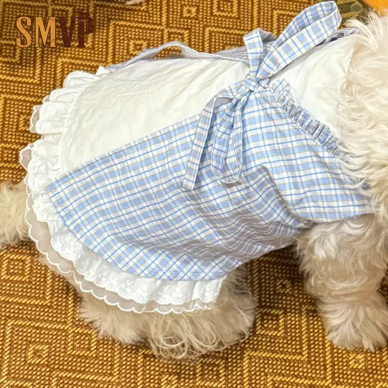Original Light Blue Plaid Splicing White Cotton Fabric Vest Dress Fresh and Cute Pet Cat Small and Medium Dog Dress
Original Light Blue Plaid Splicing White Cotton Fabric Vest Dress Fresh and Cute Pet Cat Small and Medium Dog Dress