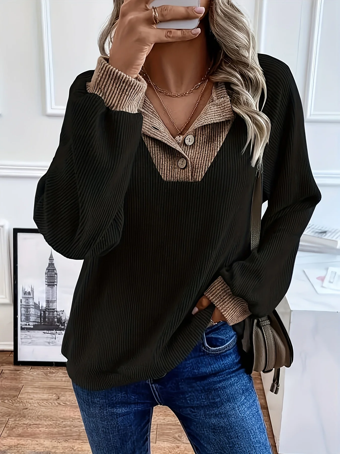 Black Women's plus size top spring chic and elegant top suitable for casual women's fashionable top Black
Black Women's plus size top spring chic and elegant top suitable for casual women's fashionable top Black