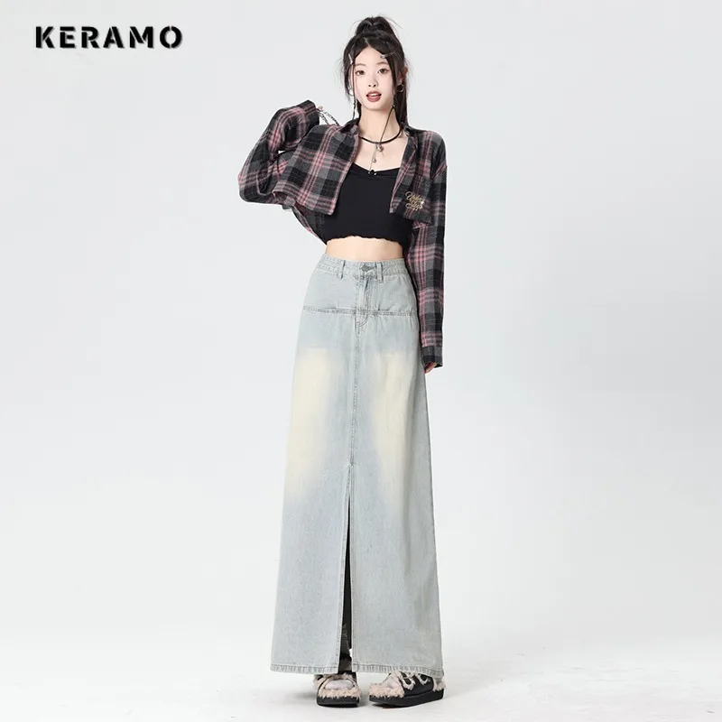 2023 Autumn Women Vintage Baggy Blue Y2K High Street Denim Skirt Grunge 90S High Waist High Street A-Line Lady Slit Skirt
2023 Autumn Women Vintage Baggy Blue Y2K High Street Denim Skirt Grunge 90S High Waist High Street A-Line Lady Slit Skirt