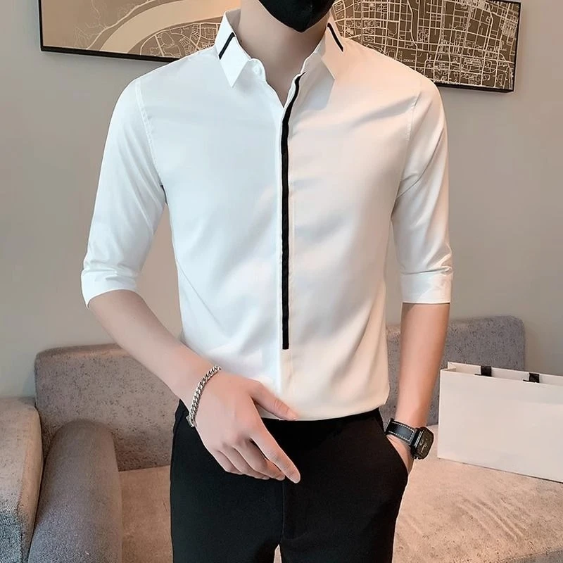 Men's Solid Short Sleeve Shirts 2026 New Summer Business Casual Slim Fit Five Quarter Sleeve Tops Trendy Breathable Blouse
Men's Solid Short Sleeve Shirts 2026 New Summer Business Casual Slim Fit Five Quarter Sleeve Tops Trendy Breathable Blouse