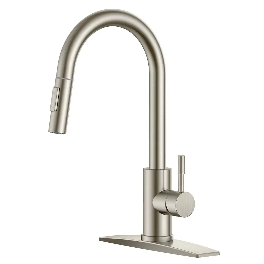 Kitchen Faucet with Pull Down Sprayer, Brushed Nickel High Arc Modern Classic Sink Faucet Stainless Steel with Deck Plate Fit fo
Kitchen Faucet with Pull Down Sprayer, Brushed Nickel High Arc Modern Classic Sink Faucet Stainless Steel with Deck Plate Fit fo