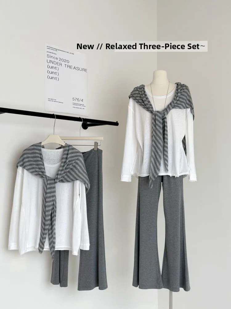 plus Size Women's Casual Striped Long Sleeve T-Shirt Set High Waist Flared Pants Shoulder Scarf Three Piece Autumn Fashion En...
plus Size Women's Casual Striped Long Sleeve T-Shirt Set High Waist Flared Pants Shoulder Scarf Three Piece Autumn Fashion En...