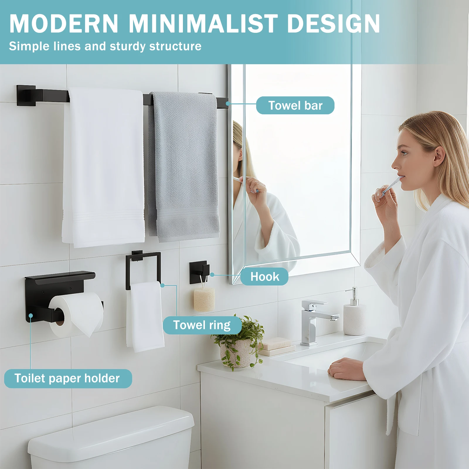 20-Pieces Stainless Steel Bath Towel Bar Set Bathroom Accessories Towel Bar Set Towel Rack/Toilet Paper Holder/Towel Ring/Hook
20-Pieces Stainless Steel Bath Towel Bar Set Bathroom Accessories Towel Bar Set Towel Rack/Toilet Paper Holder/Towel Ring/Hook