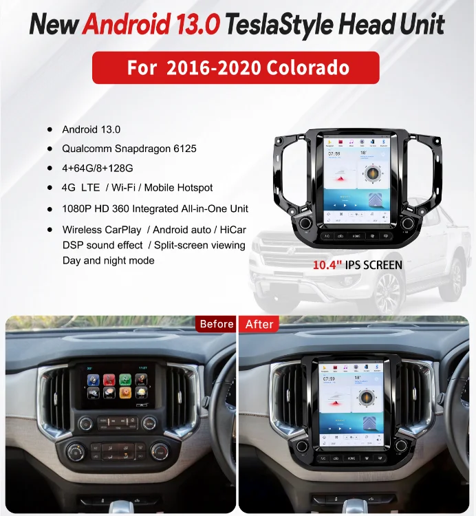 Беспроводной CarPlay и Android Auto для Chevrolet Colorado 2016-2020, автомобильная магнитола с сенсорным экраном, GPS-навигация, головное устройство 2DIN
Беспроводной CarPlay и Android Auto для Chevrolet Colorado 2016-2020, автомобильная магнитола с сенсорным экраном, GPS-навигация, головное устройство 2DIN