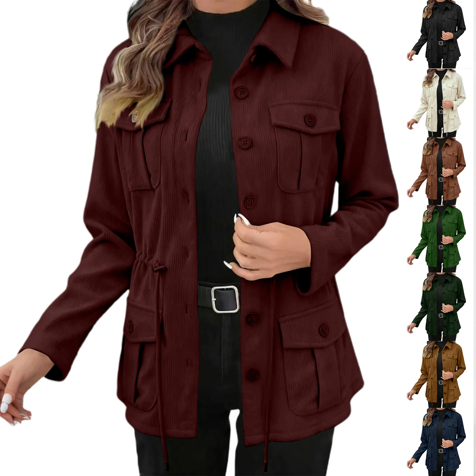 Вельветовая куртка с несколькими карманами и длинными рукавами, однобортная однотонная куртка с лацканами, зимняя женская уличная куртка
Вельветовая куртка с несколькими карманами и длинными рукавами, однобортная однотонная куртка с лацканами, зимняя женская уличная куртка