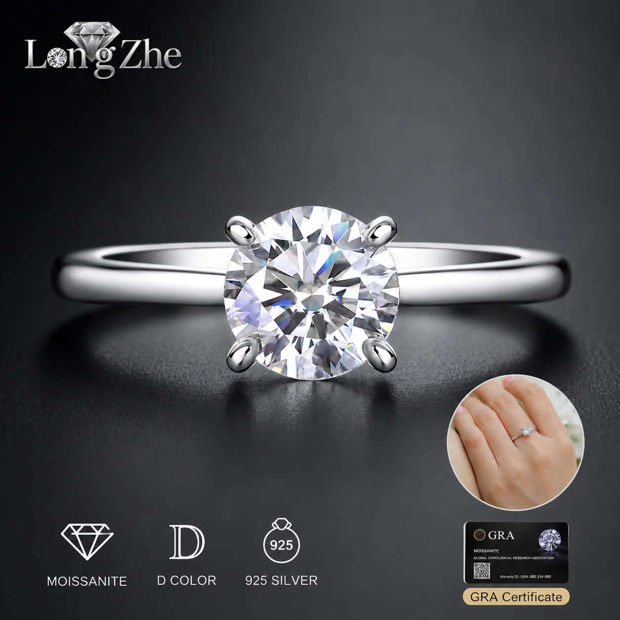 S925 Silver Moissanite Ring 1CT 2CT Round Cut Four Prong Solitaire for Women Wedding Anniversary Daily Wear Fine Jewelry Gift
S925 Silver Moissanite Ring 1CT 2CT Round Cut Four Prong Solitaire for Women Wedding Anniversary Daily Wear Fine Jewelry Gift