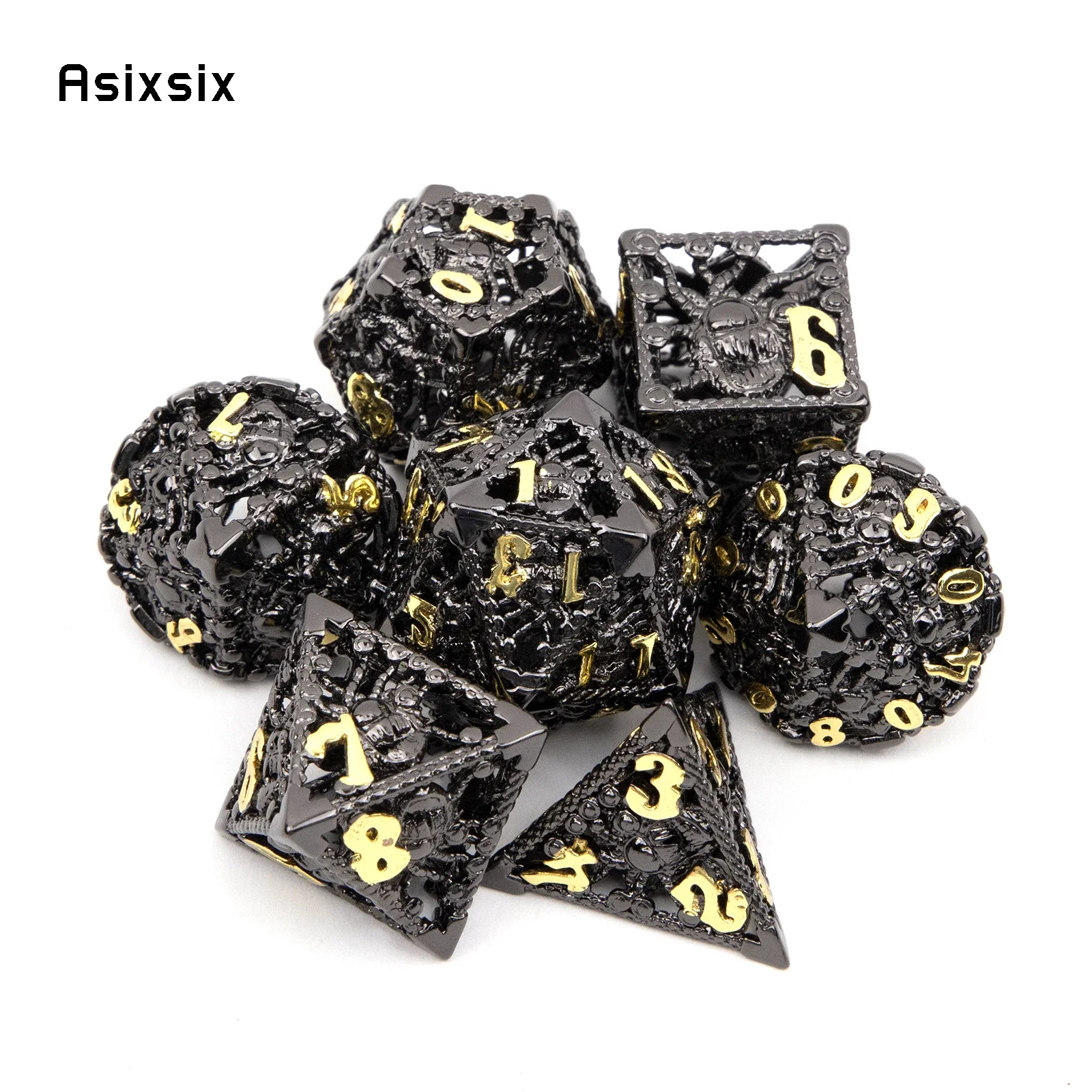 7 Pcs Golden Black Octopus Metal Dice Hollow Metal Polyhedral Dice Set Suitable for Role-Playing RPG Board Game Card Game
7 Pcs Golden Black Octopus Metal Dice Hollow Metal Polyhedral Dice Set Suitable for Role-Playing RPG Board Game Card Game