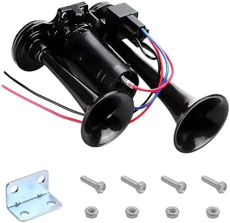 120DB 12V Car Air Horn Kit – Dual Trumpet Electric Horn with Compressor for Cars, Trucks, SUVs, Boats – Black
120DB 12V Car Air Horn Kit – Dual Trumpet Electric Horn with Compressor for Cars, Trucks, SUVs, Boats – Black