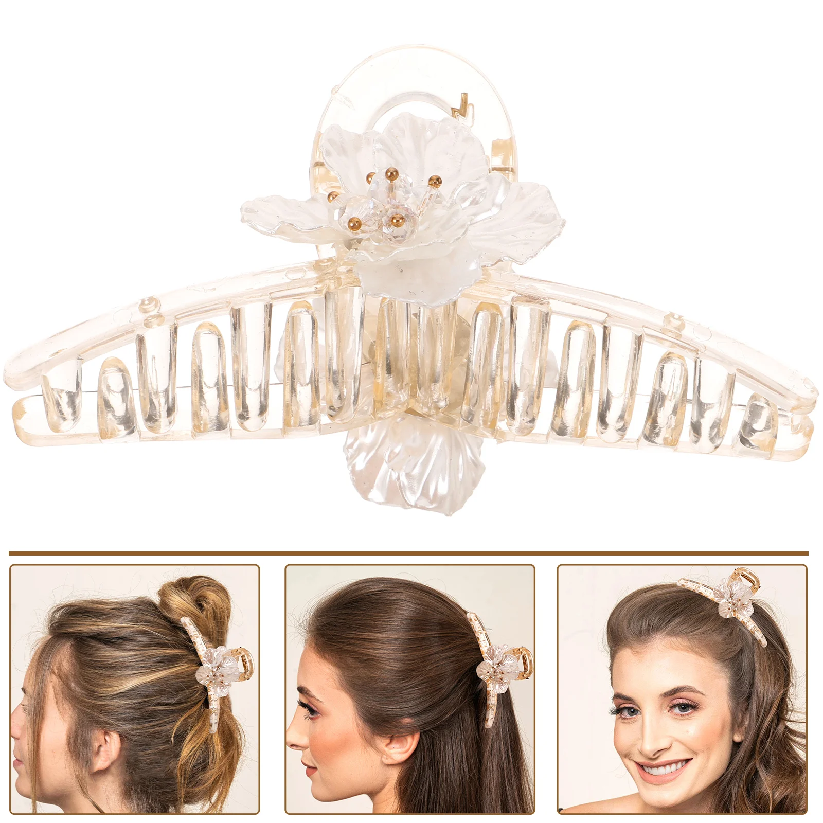 Crystal Floral Clips Women Elegant Alloy Claw Pin Lightweight Durable Stylish Hair Grip Daily Wear Fashion Headdress Ornament
Crystal Floral Clips Women Elegant Alloy Claw Pin Lightweight Durable Stylish Hair Grip Daily Wear Fashion Headdress Ornament
