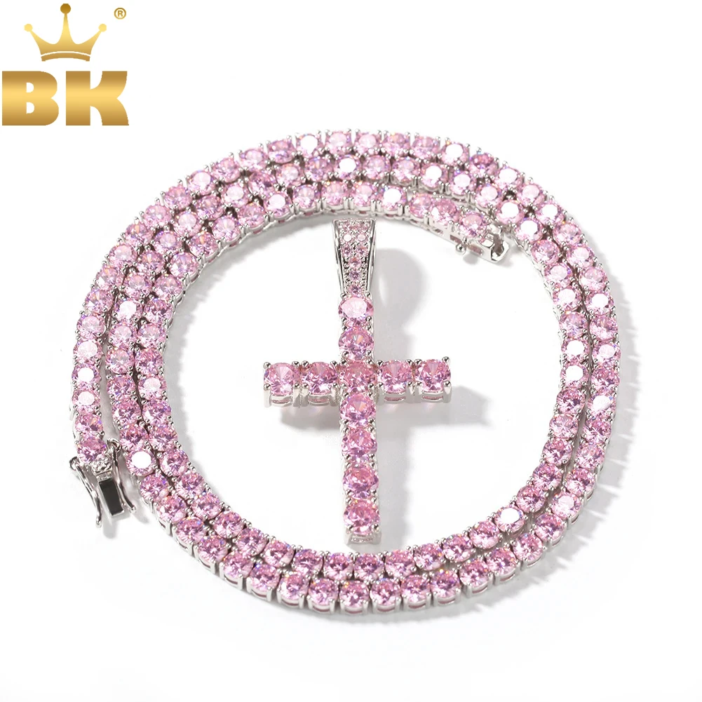 TBTK New Pink Cubic Zirconia Cross Pendant Necklace With 4MM CZ Tennis Chain Fashion Hiphop Jewelry Drop Shipping
TBTK New Pink Cubic Zirconia Cross Pendant Necklace With 4MM CZ Tennis Chain Fashion Hiphop Jewelry Drop Shipping