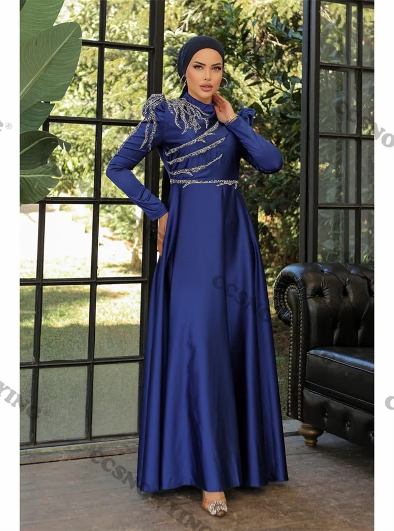 Muslim Appliques Beaded Evening Dresses Islamic Satin Long Sleeve Formal Party Gown Prom Dress Women Arabic Dubai Robe De Soiree
Muslim Appliques Beaded Evening Dresses Islamic Satin Long Sleeve Formal Party Gown Prom Dress Women Arabic Dubai Robe De Soiree