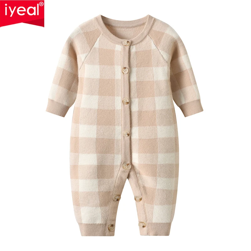IYEAL Baby Boys Girls Checkered Romper 2023 Autumn New Knitted Sweater Baby Sweater Jumpsuit
IYEAL Baby Boys Girls Checkered Romper 2023 Autumn New Knitted Sweater Baby Sweater Jumpsuit