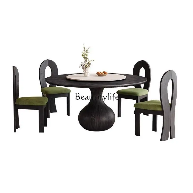 French retro style round table with turntable medium antique black all solid wood round dining table home
French retro style round table with turntable medium antique black all solid wood round dining table home