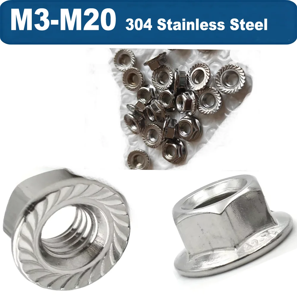 DIN6923 A2-70 304 Stainless Steel Hexagon Flange Nuts, Serrated Slip Lock Nuts M3-M20, 10pcs/Lot
DIN6923 A2-70 304 Stainless Steel Hexagon Flange Nuts, Serrated Slip Lock Nuts M3-M20, 10pcs/Lot