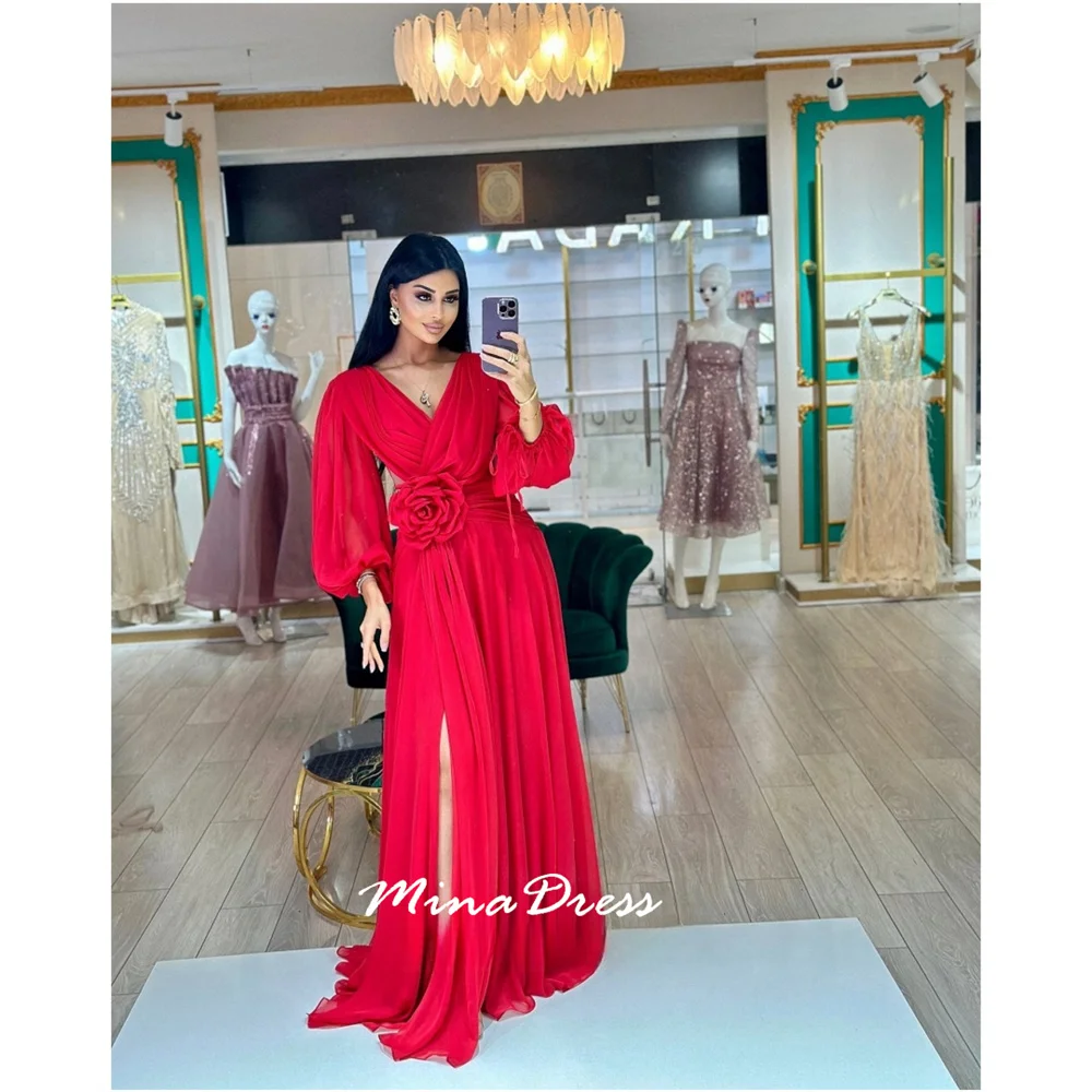 Mina Customized Flowers Evening Dresses Woman Elegant Party Dresses 2025 High Slit Long-sleeved V-neck Prom Dress Wedding Gala
Mina Customized Flowers Evening Dresses Woman Elegant Party Dresses 2025 High Slit Long-sleeved V-neck Prom Dress Wedding Gala