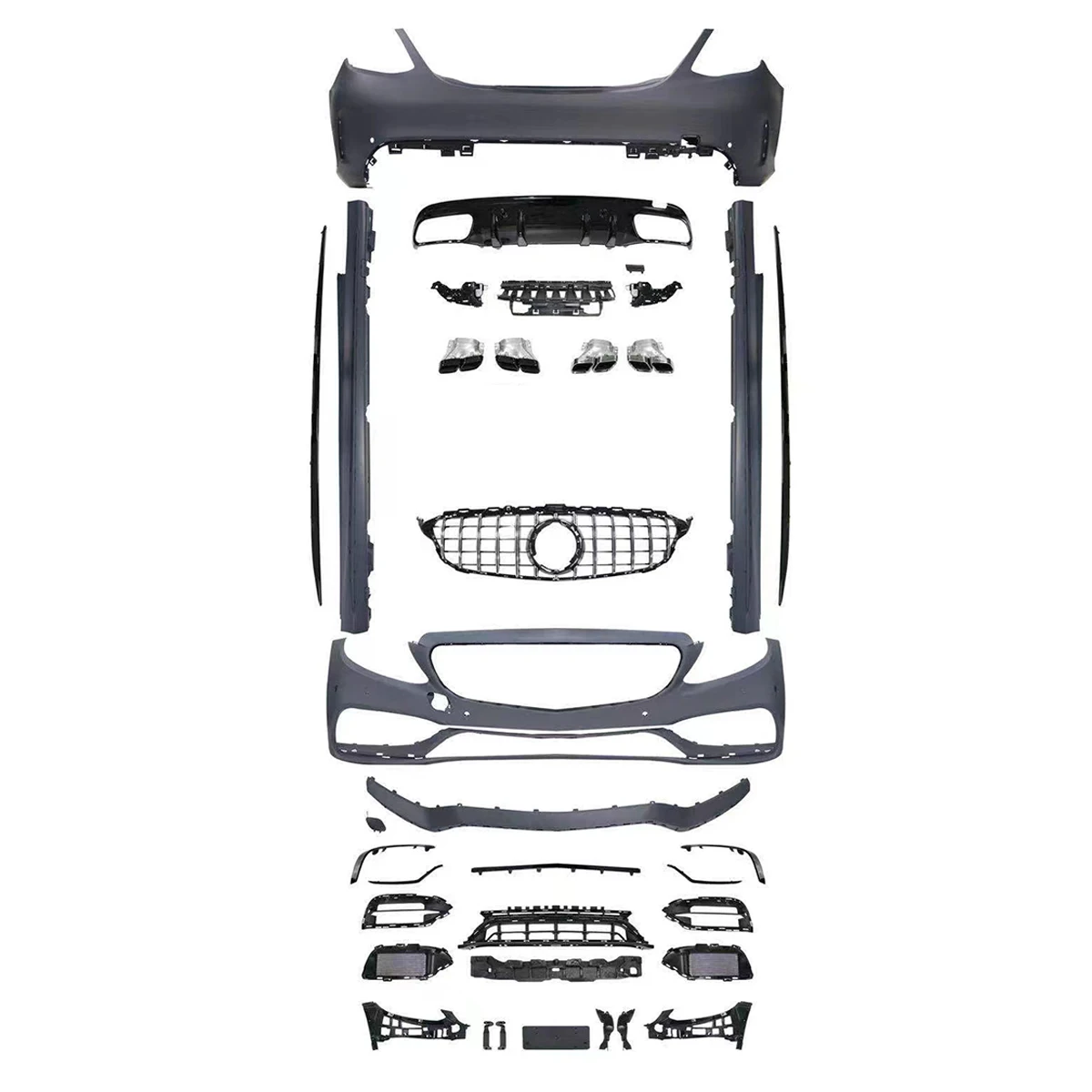 Wholesale Auto parts body kit for Mercedes Benz C class W205 2016+ modification to C63 AMG style.
Wholesale Auto parts body kit for Mercedes Benz C class W205 2016+ modification to C63 AMG style.