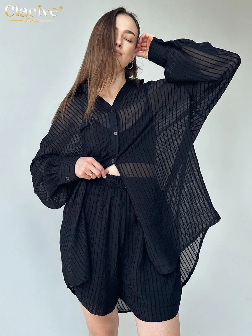 Clacive Fashion Loose Black Shorts Sets For Women 2 Pieces 2025 Elegant Long Sleeve Shirt With High Waist Shorts Set Female
Clacive Fashion Loose Black Shorts Sets For Women 2 Pieces 2025 Elegant Long Sleeve Shirt With High Waist Shorts Set Female