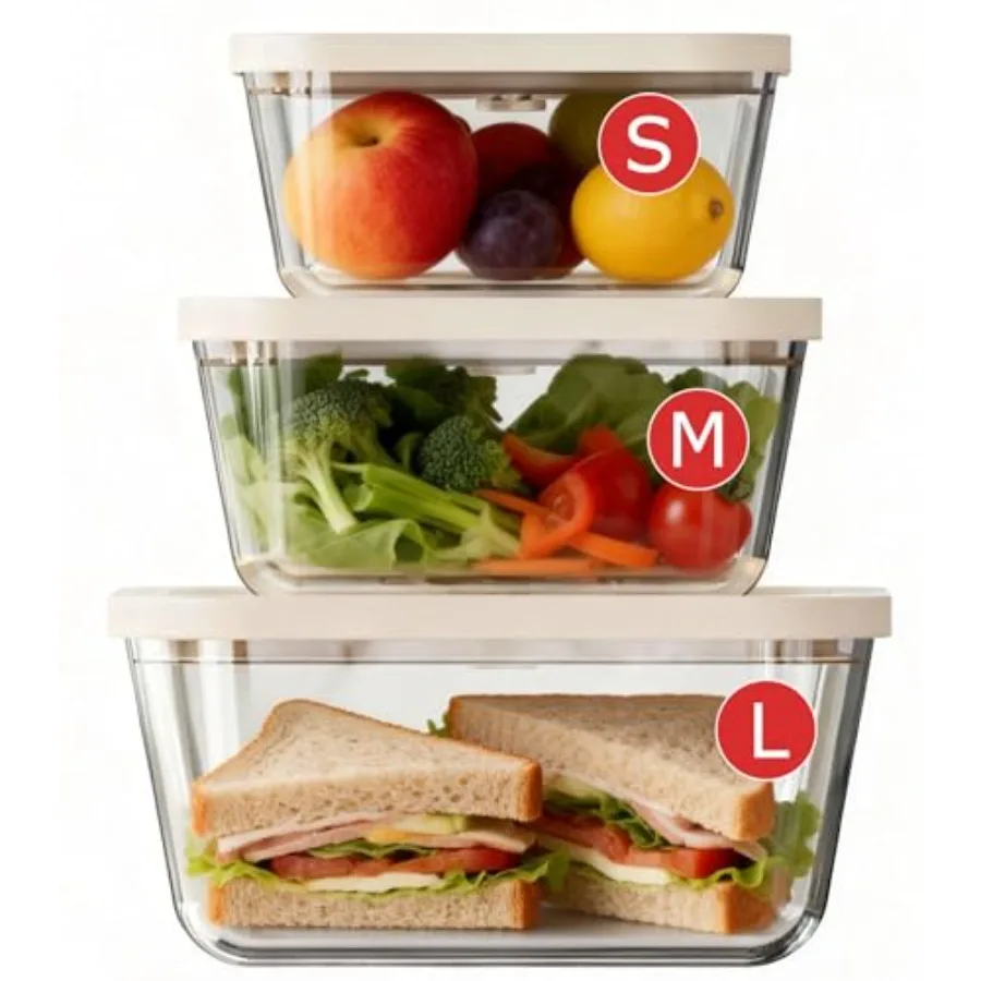 Glass Vacuum Seal Containers for Food Storamge Vacuum Container with Time Recording Disk 3 pcs set S M L BPA-FREE Dishwasher Fr
Glass Vacuum Seal Containers for Food Storamge Vacuum Container with Time Recording Disk 3 pcs set S M L BPA-FREE Dishwasher Fr