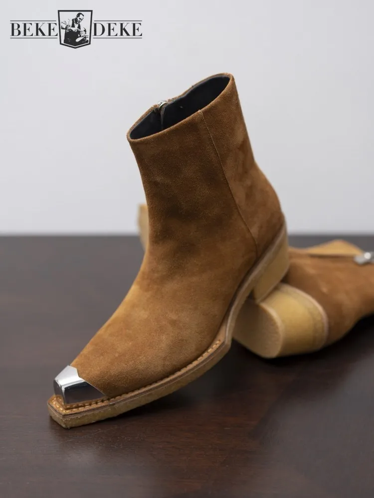 Зимние мужские ботильоны в британском стиле, новые металлические удобные ботинки ручной работы из коровьей замши с острым носком, однотонные ботильоны на молнии в стиле ретро
Зимние мужские ботильоны в британском стиле, новые металлические удобные ботинки ручной работы из коровьей замши с острым носком, однотонные ботильоны на молнии в стиле ретро