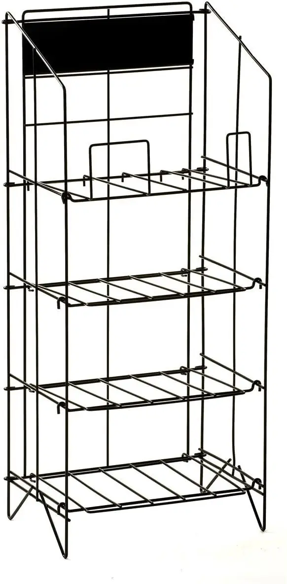 4-Tier Adjustable Wire Newspaper Stand, Free-Standing, Black with Nameplate
4-Tier Adjustable Wire Newspaper Stand, Free-Standing, Black with Nameplate