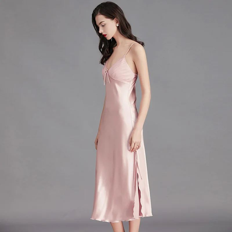 Strap pajama Women's Summer Ice Silk Sexy Split Long Sleep Skirt Bow Home Clothes
Strap pajama Women's Summer Ice Silk Sexy Split Long Sleep Skirt Bow Home Clothes