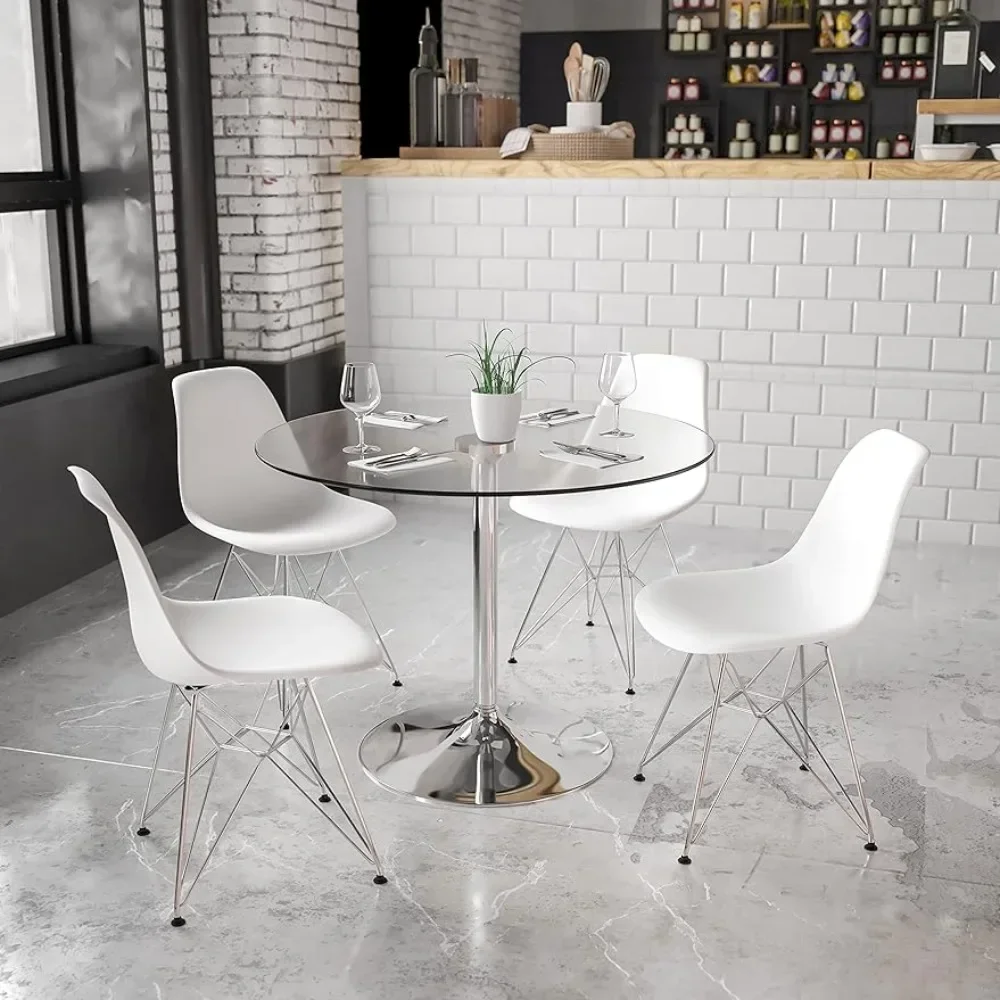 Dining table and chair set, round glass table, dining table and chair set for dinner 4 homes, 29 inch H chrome base furniture
Dining table and chair set, round glass table, dining table and chair set for dinner 4 homes, 29 inch H chrome base furniture