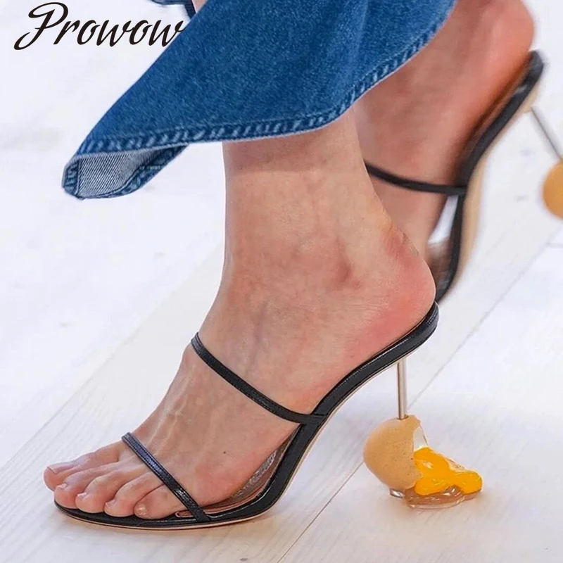 New Egg Yolk High Heel Mules Elegant Round Open Toe Strange Style Heel Shoes Women's Summer Streetstyle Modern Slippers
New Egg Yolk High Heel Mules Elegant Round Open Toe Strange Style Heel Shoes Women's Summer Streetstyle Modern Slippers
