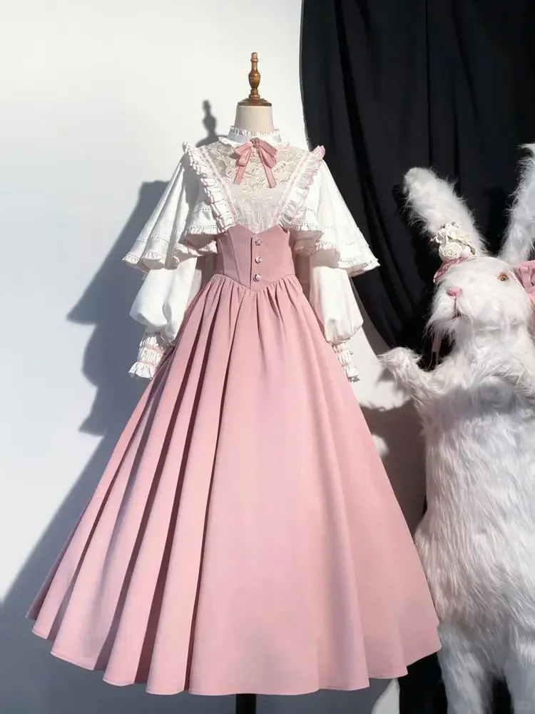 Japan European Retro Elegant Lolita Dress Spring Lace High Waist Skirt Slim Lady Slim Suit 2025 Hot Sale
Japan European Retro Elegant Lolita Dress Spring Lace High Waist Skirt Slim Lady Slim Suit 2025 Hot Sale