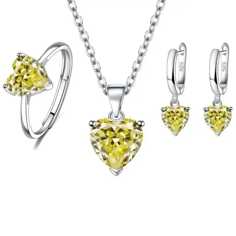 A52E Elegant Cubic Zirconia Heart Jewelry Matching Earrings Ring Necklace Copper Set
A52E Elegant Cubic Zirconia Heart Jewelry Matching Earrings Ring Necklace Copper Set