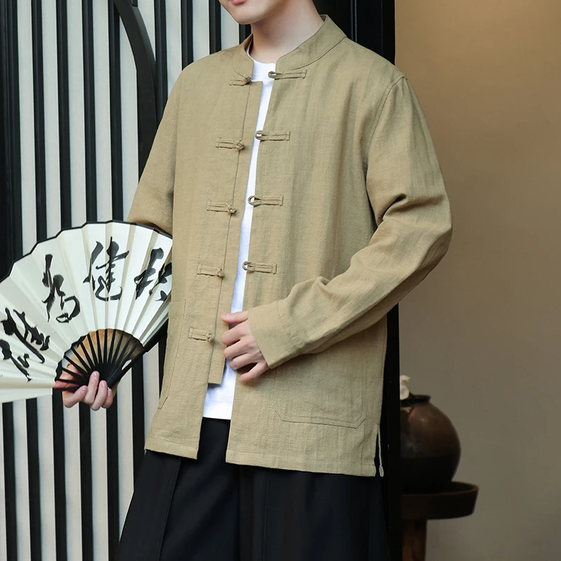 Retro Linen Men's irt Long Sve Button up Cotton Linen Spring Autumn Large Size Tang Costume Sle Outerwear Jaet
Retro Linen Men's irt Long Sve Button up Cotton Linen Spring Autumn Large Size Tang Costume Sle Outerwear Jaet