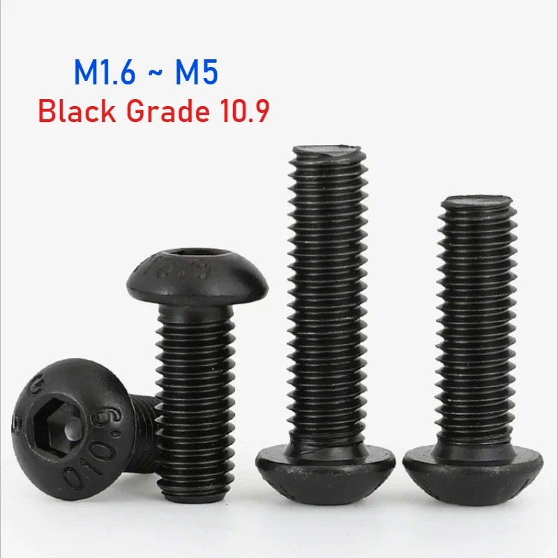 M1.6 M2 M3 M4 M5 Black Grade 10.9 Carbon Steel Hex Socket Head Cap Screws Round Head Hex Hexagon Socket Bolt Length 3mm~50mm
M1.6 M2 M3 M4 M5 Black Grade 10.9 Carbon Steel Hex Socket Head Cap Screws Round Head Hex Hexagon Socket Bolt Length 3mm~50mm