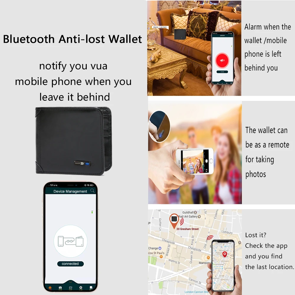 Smart Anti-lost Wallet Tag Bluetooth-compatib Tracker Genuine Leather Men Wallets Short Card Holder Men’s wallet Free engraving
Smart Anti-lost Wallet Tag Bluetooth-compatib Tracker Genuine Leather Men Wallets Short Card Holder Men’s wallet Free engraving