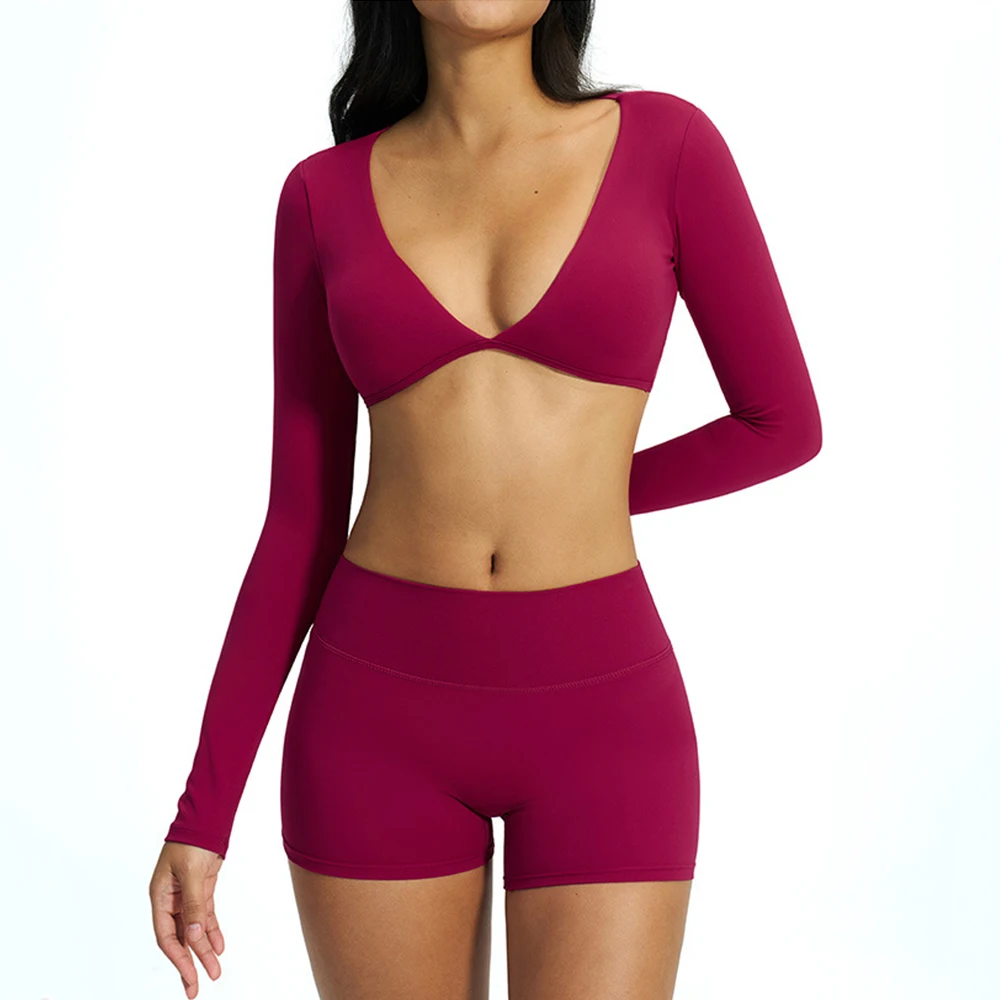 Женский спортивный костюм с длинными рукавами, быстросохнущий комплект для фитнеса, женские велосипедные шорты, спортивный костюм для бега, одежда для занятий йогой
Женский спортивный костюм с длинными рукавами, быстросохнущий комплект для фитнеса, женские велосипедные шорты, спортивный костюм для бега, одежда для занятий йогой