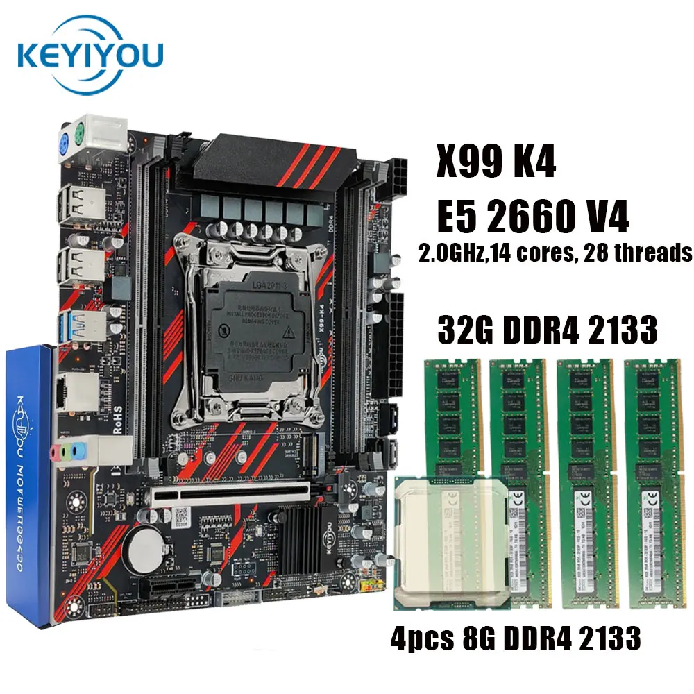 X99 K4 Motherboard Combo LGA 2011-3 Intel Xeon E5 2660 V4 CPU And DDR4 32GB RAM Kit 2-channel memory ATX
X99 K4 Motherboard Combo LGA 2011-3 Intel Xeon E5 2660 V4 CPU And DDR4 32GB RAM Kit 2-channel memory ATX