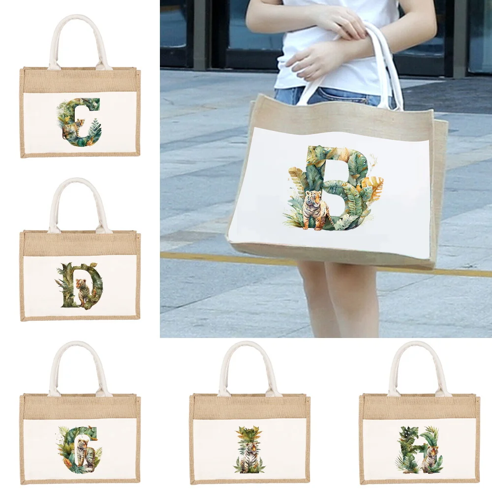 Travel Jungle Tiger Letter Print Pattern Linen Shoulder Bag Environmentally Friendly Jute Imitation Sack Women Shopping Handbag
Travel Jungle Tiger Letter Print Pattern Linen Shoulder Bag Environmentally Friendly Jute Imitation Sack Women Shopping Handbag
