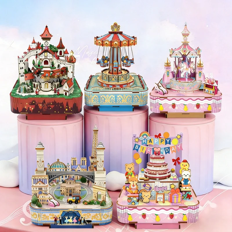 3D Wooden Puzzle DIY Music Box Castle Flying Chair Parachute Building Block Assemble Model Craft Kit Educational Toy
3D Wooden Puzzle DIY Music Box Castle Flying Chair Parachute Building Block Assemble Model Craft Kit Educational Toy
